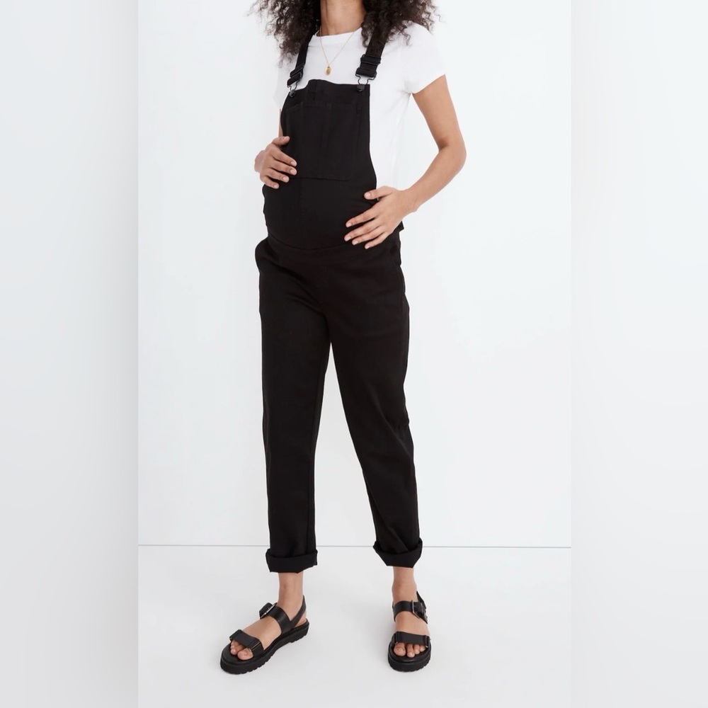 Madewell Maternity Straight-Leg Black Overalls  - Comfortable Everyday Fit